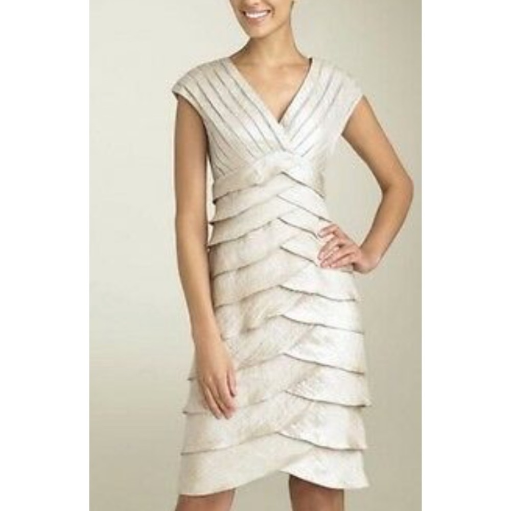 Adrianna Papell Champagne Layered Dress